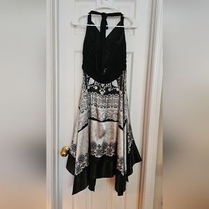 Black silk print dress